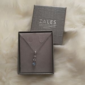 Zales Sterling Silver Tri Stone Necklace